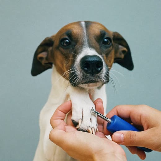 A dog's paw having its nails trimmed
